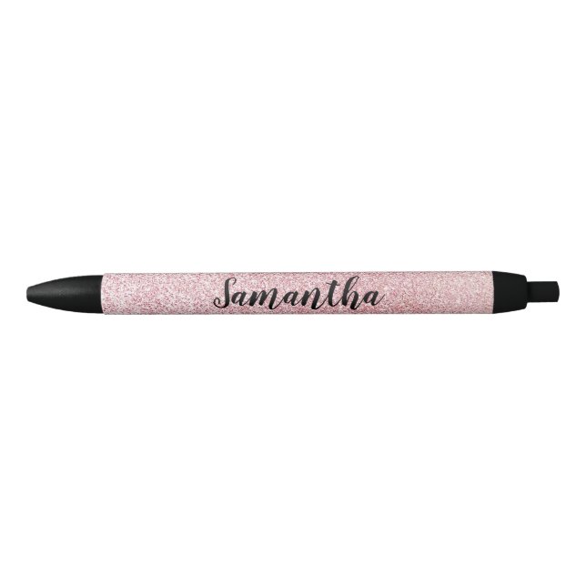 Faux rosa Sparkly Purpurina Girly Nombre Pluma de  (Anverso)