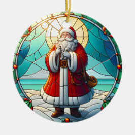 Faux Sed Vidrio Santa Navidad Ornamento 1