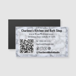 Faux Silver Gray Marble Magnético tarjeta de visit