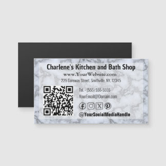 Faux Silver Gray Marble Magnético tarjeta de visit