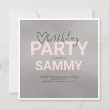 Faux Silver y Pink Birday Party