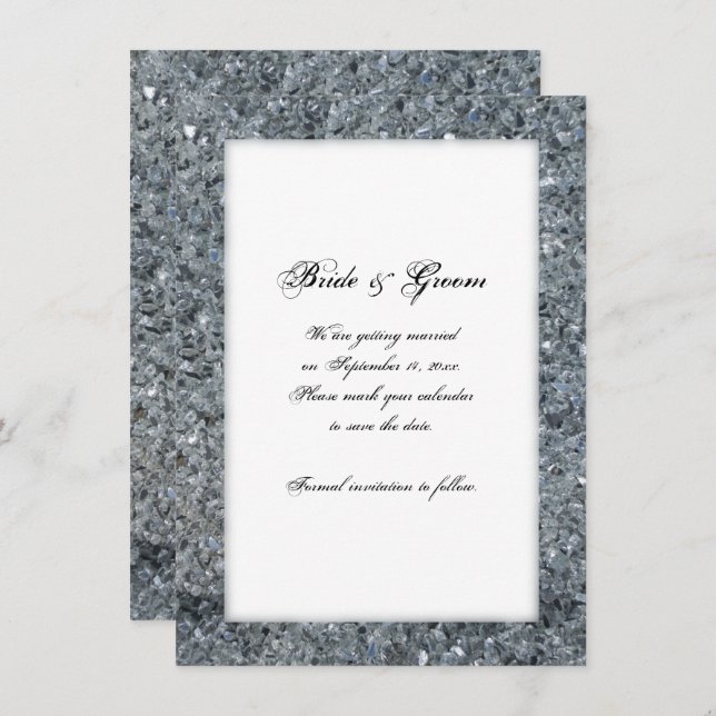 Faux Sparkle Wedding Save the Date Invitación (Anverso / Reverso)