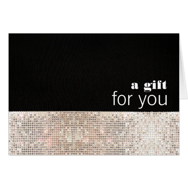 Faux Sparkly Silver Secuencia Tarjeta Regalo Negro (Anverso (Horizontal))
