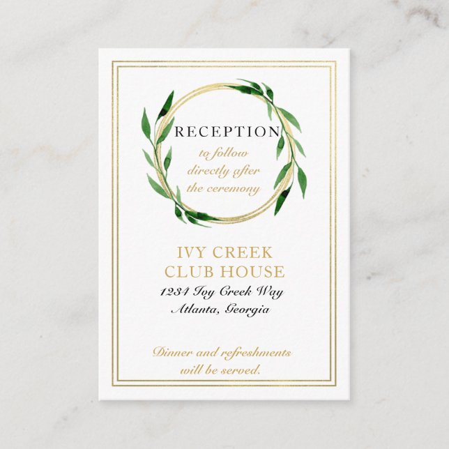 Faux Tarjeta de recepción de la boda de la guirnal (Anverso)