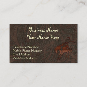 Faux Tooled Leather Rodeo estilo V tarjetas de neg