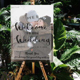 Faux Vellum Efecto Personalizado Foto Boda Bienven