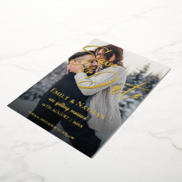 Faux Vellum Multi Foto Anuncio de Boda Save The Da