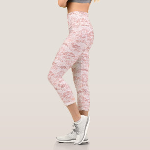 Faux White Lace Fishnet Capri Leggings Gift