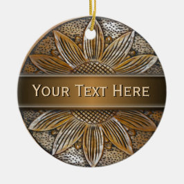 Faux Wood Sunflower Foto Cerámica Ornamentos redon