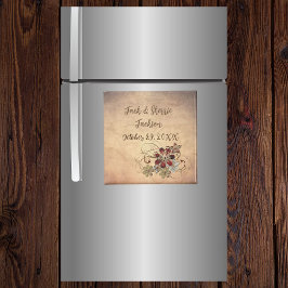 Favor Boda De Imán Con Nombre Y Fecha Floral