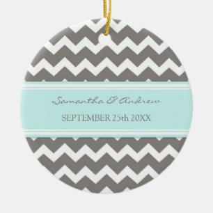 Favor Chevron azul gris del ornamento de la boda