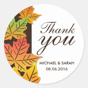 Favor De Boda De Maple En Otoño Gracias Pegatina