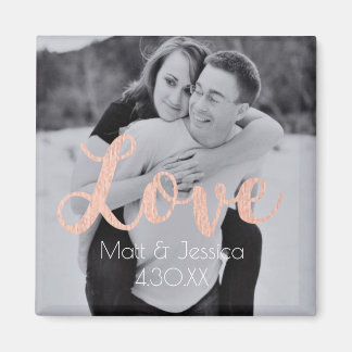 Favor de boda imán - Foto con dorado rosa