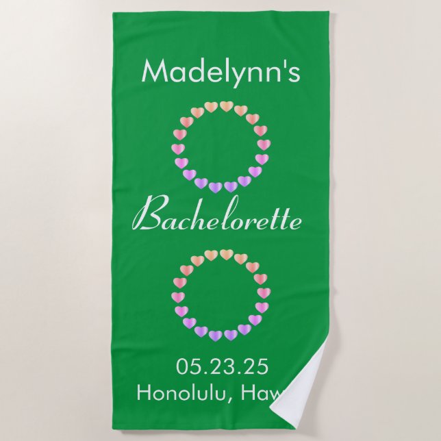 Favor de boda lindo Toalla de playa personalizada (Anverso)