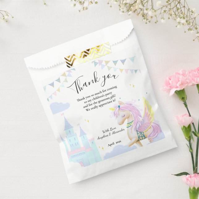 Favor de Bolsas para una ducha de bebé con unicorn (Sellado)