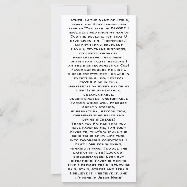 Favor de bolsillo (Anverso)