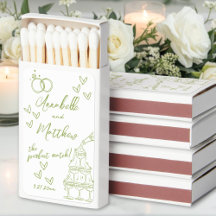 Favor de caja de cerillas de boda Verde Lima Perfe