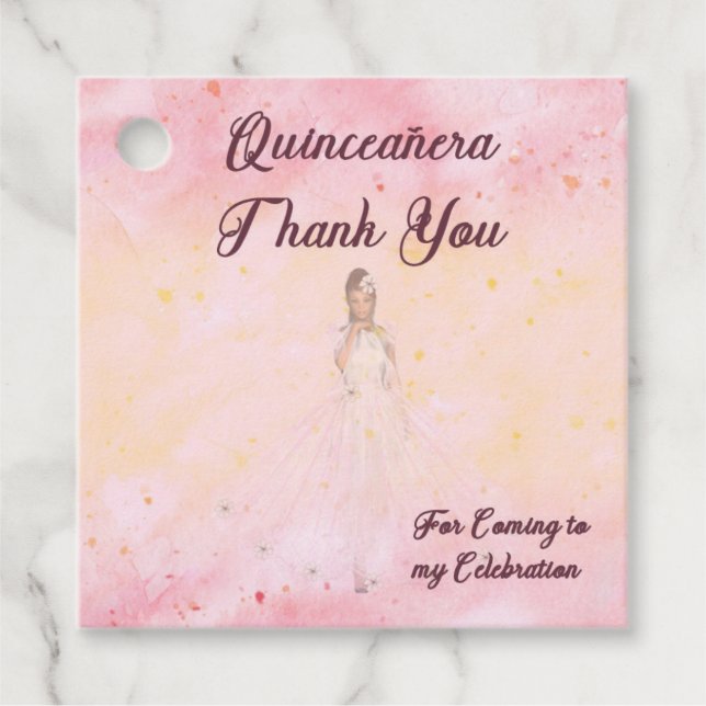 Favor de etiqueta para Quinceanera (Anverso)