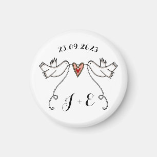 Favor de imán Boda de palomas blancas personalizad
