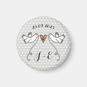Favor de imán Boda de palomas blancas personalizad