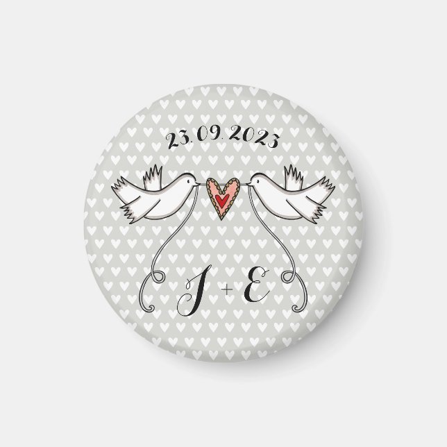 Favor de imán Boda de palomas blancas personalizad (Frente)