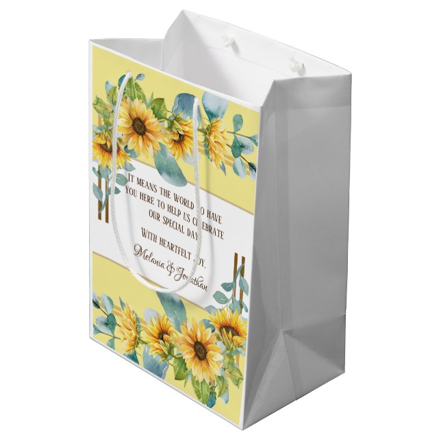 Favor de la boda del girasol o bolsa de regalo de  (Angulo reverso)