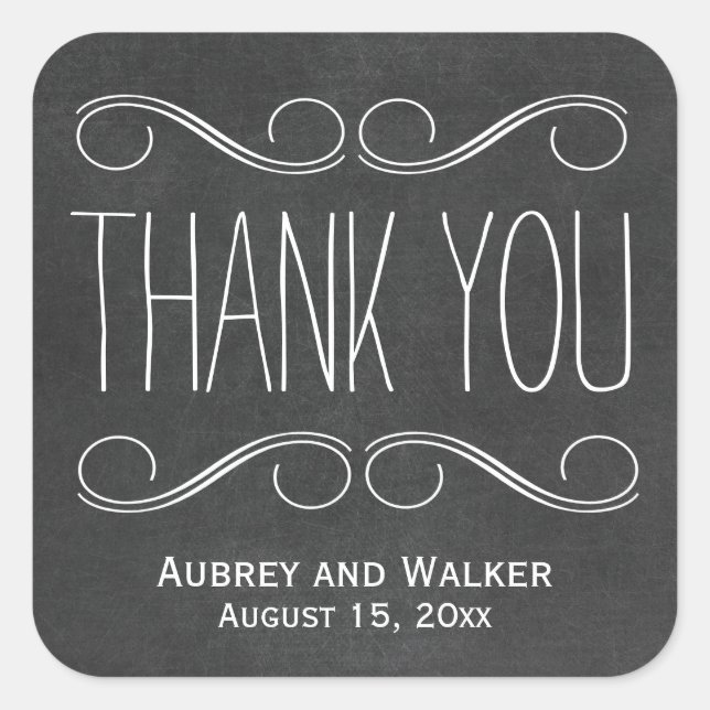 Favor De La Boda Gracias Pegatinas De Chalkboard (Anverso)