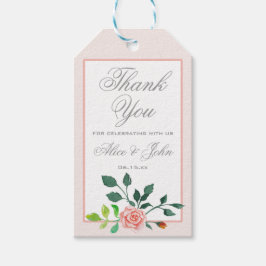 Favor De La Boda Rosa Rosada Gracias Etiquetas