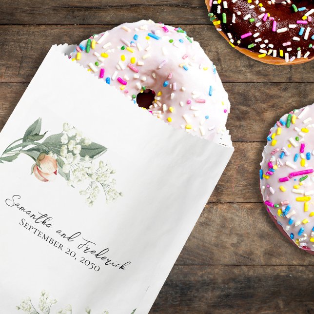 Favor de las bolsas (Pretty Peach floral wedding treat bag)