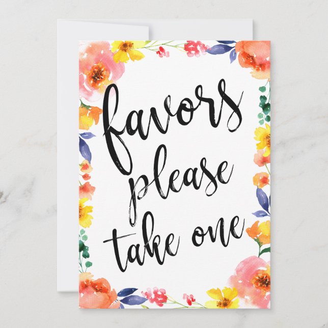 Favor de Tomar Uno Señal Floral Asequible (Anverso)