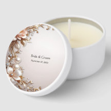 Favor de velas mini con flores suaves rosadas y bl