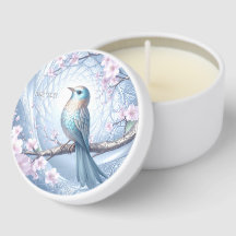 Favor de velas miniatura florales de pájaro azul