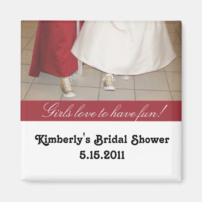 Favor del imán de ducha de novia con vestidos (Frente)