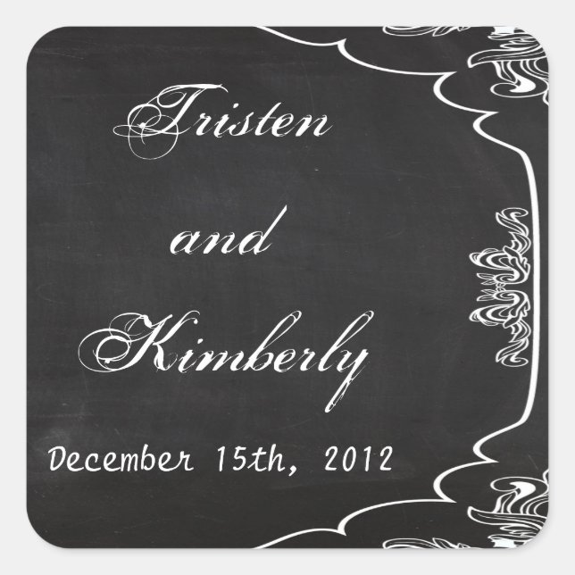 Favor Pegatinas Moderno Chalkboard Vintage Victori (Anverso)
