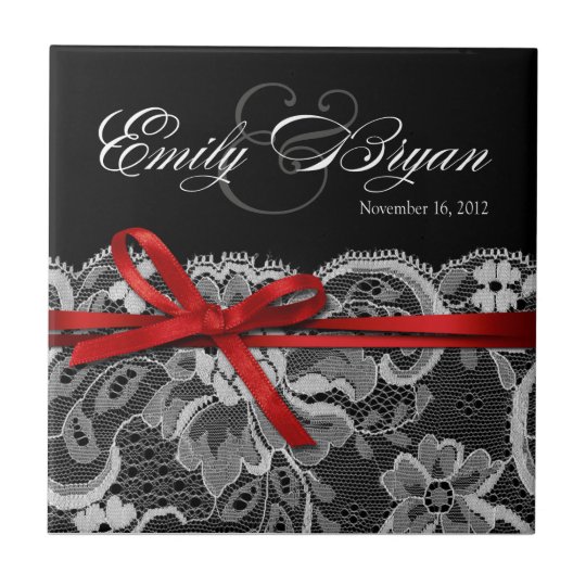 Favor rojo blanco negro del boda del recuerdo del azulejo de cerámica
