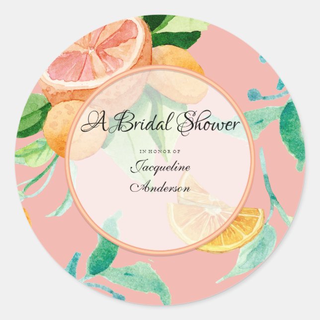 Favor Sello para sobres Citrus Boda Bridal Shower (Anverso)
