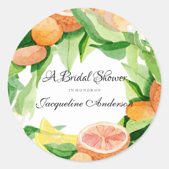 Favor Sello para sobres Citrus Boda Bridal Shower (Anverso)