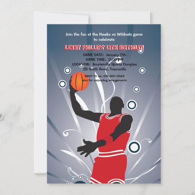 Favorable invitación del baloncesto (Anverso)