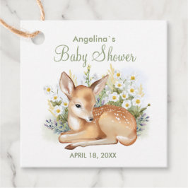 Favorecer etiquetas Baby Shower Fawn