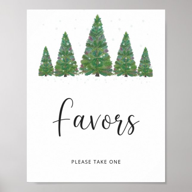 Favoritos de Navidad de hoja perenne Póster (Frente)