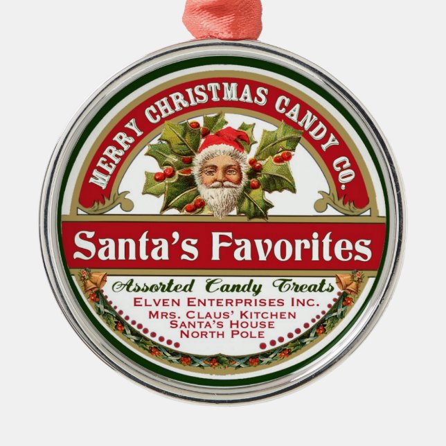 Favoritos del caramelo del ornamento de Santa del (Frente)