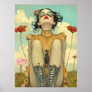 FD2 Retro Caprichosa Arte de Niña Floral Vintage 2
