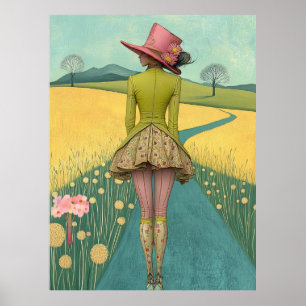 FD2 Retro Caprichosa Arte de Niña Vintage 12 Flor
