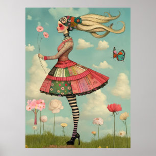 FD2 Retro Caprichosa Arte de Niña Vintage Floral 1