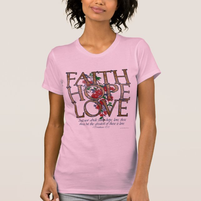 Fe Esperanza ama la camiseta de las mujeres floral (Anverso)