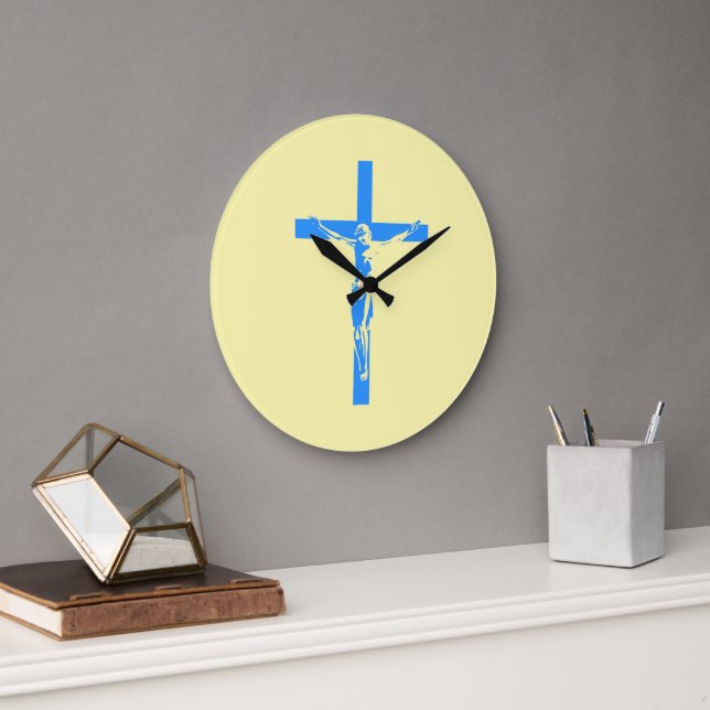 "Fe eterna: Reloj de pared con imagen cruzada de J (Oficina)
