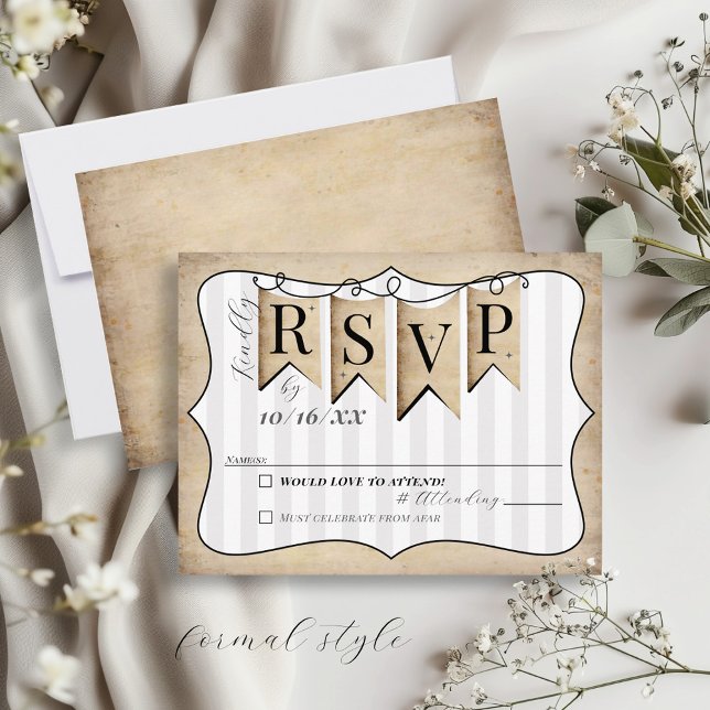 Fe Rustica Esperanza Ama la tarjeta RSVP Boda Cris (Cute formal rustic vintage Christian banner striped wedding invitation RSVP enclosure card)
