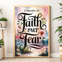Fe sobre miedo : 2 Timothy 1:7 Arte de pared crist