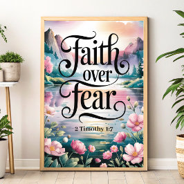 Fe sobre miedo - Arte de pared cristiano para muje