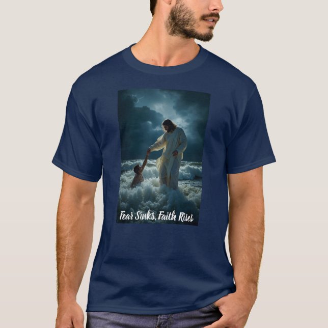 "Fe sobre Miedo" camiseta cristiana. (Anverso)